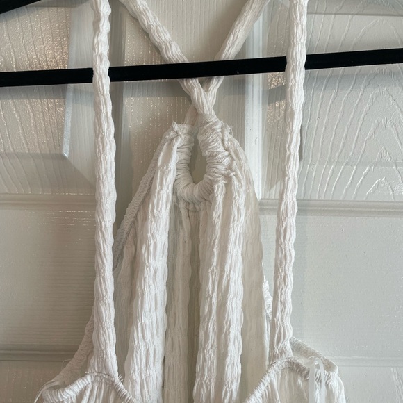 NWT ZARA White Textured Halter Keyhole Dress - Picture 10 of 12